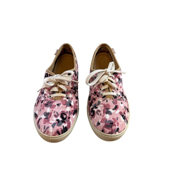 Keds  Size 7 Pink Floral Patterned Canvas Lace-Up Casual  Skecher Shoe - Picture 1 of 8